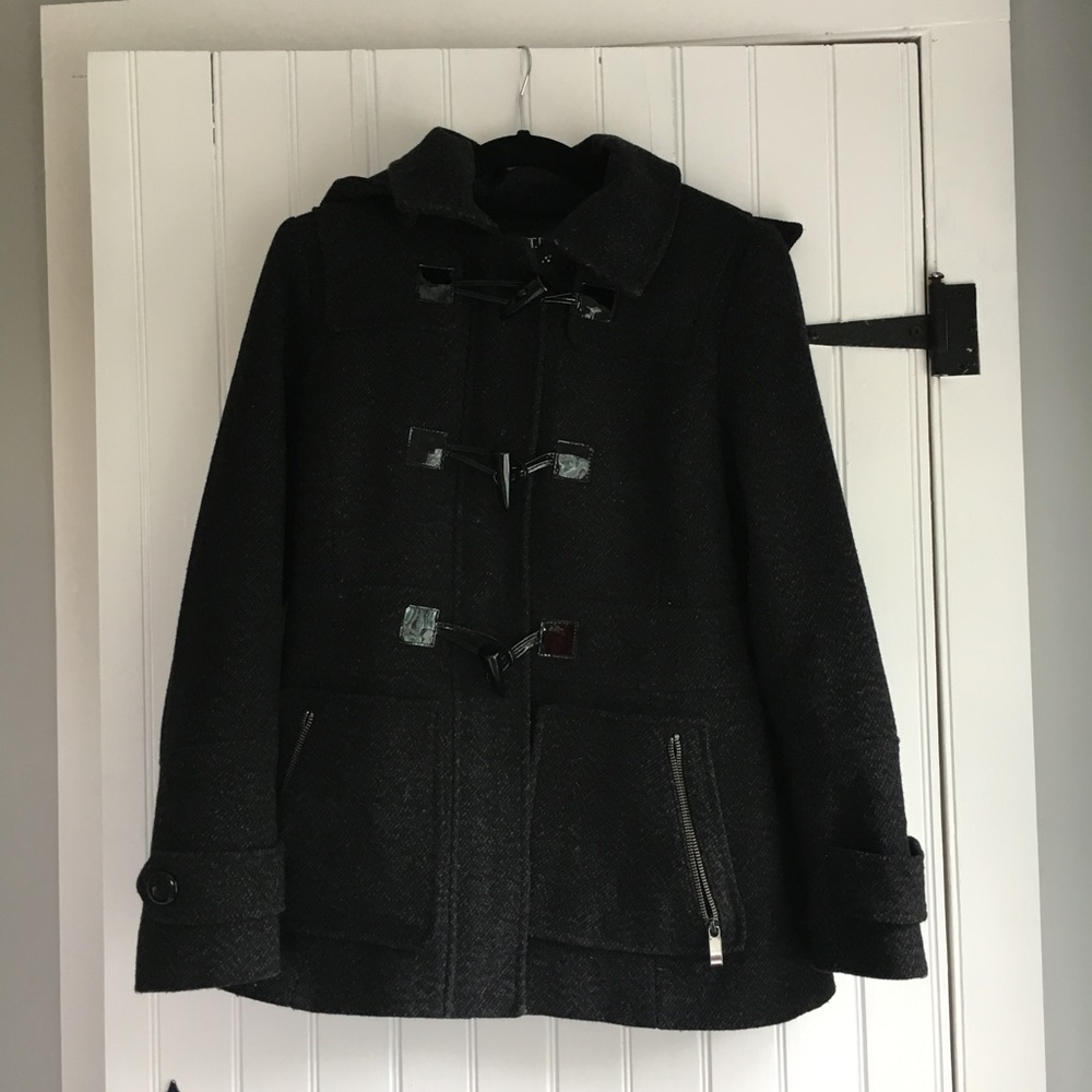 black pea coat with removeable hood